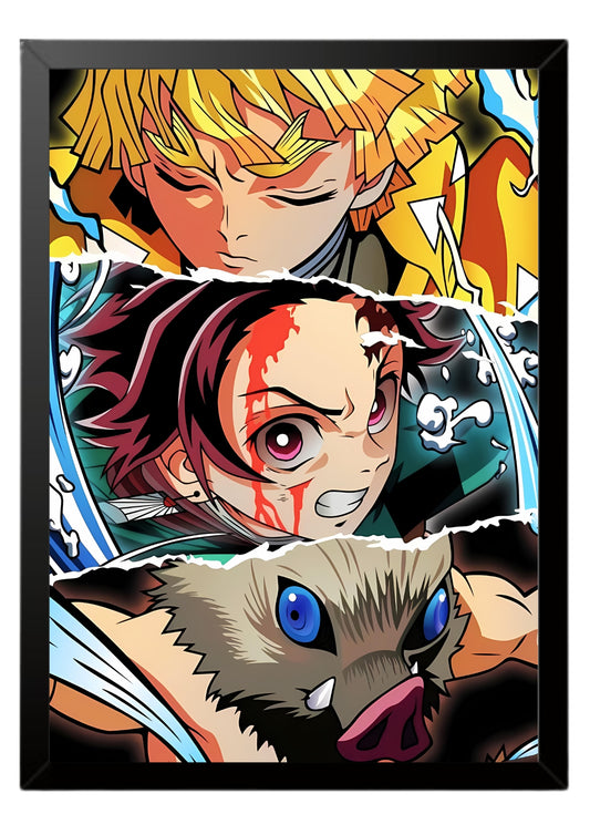 Tanjiro Kamado, Zenitsu Agatsuma, and Inosuke Hashibira #2 poster || Demon Slayer poster