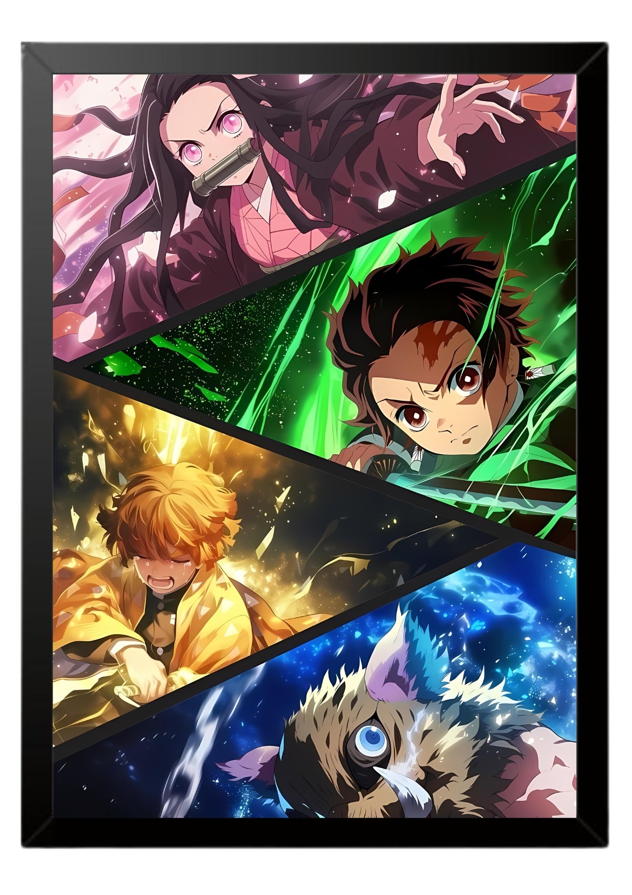 Tanjiro , Zenitsu Nezuko and Inosuke poster || Demon Slayer poster