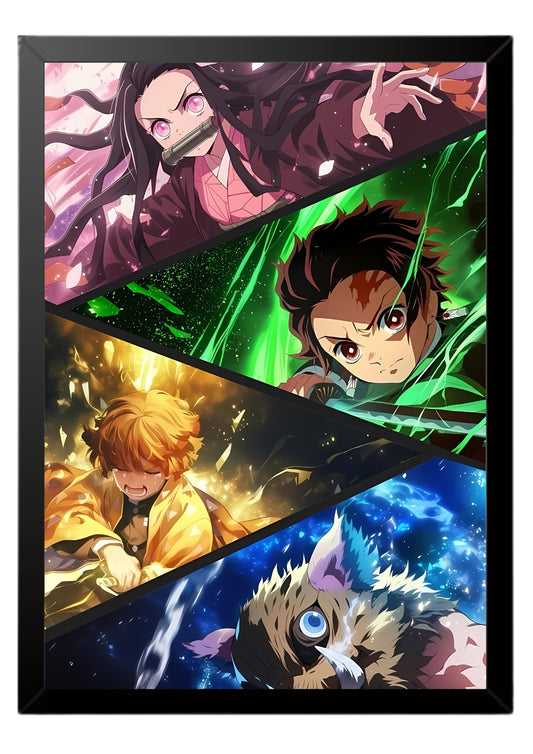 Tanjiro , Zenitsu Nezuko and Inosuke poster || Demon Slayer poster