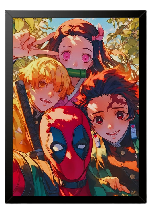 Demon Slayer with deadpool cool poster || Demon Slayer poster