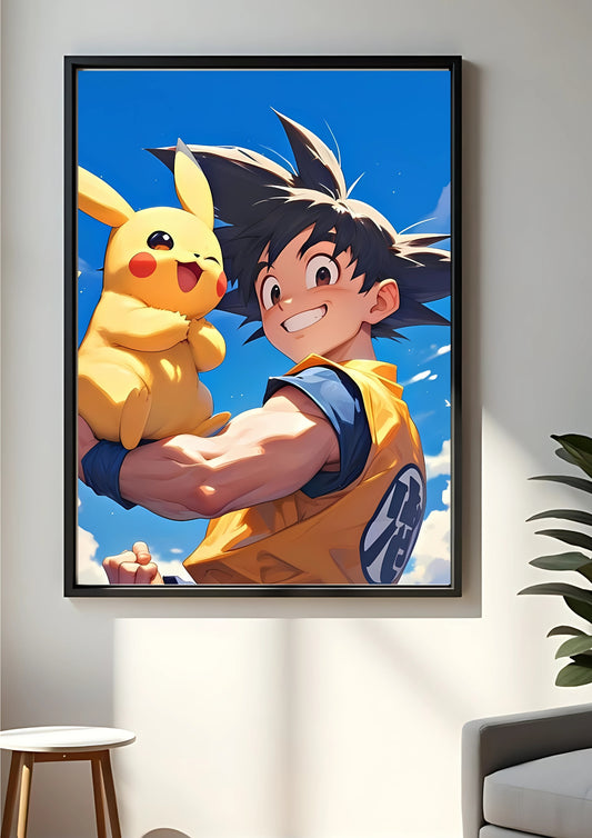 Son Goku with Pikachu poster || Dragon Ball Z poster