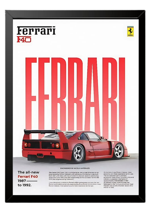Ferrari F40 poster || car poster