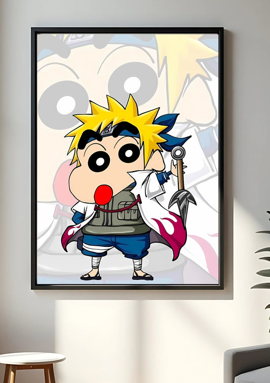 Minato with shinchan poster || Naruto poster