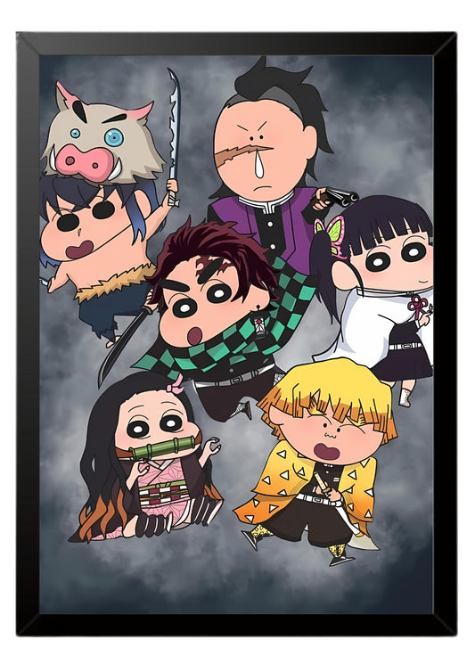 Demon Slayer and shinchan poster || Demon Slayer poster